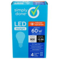 Simply Done  A19 60W LED Daylight Frosted Bulbs - 4 Count