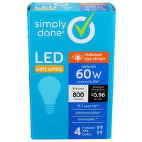 Simply Done  A19 60W LED Soft White Frosted Bulbs - 4 Count