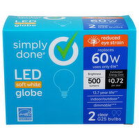 Simply Done  G25 60W LED Soft White Clear Globe Bulbs - 2 Count