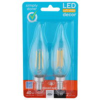 Simply Done  B10 40W LED Soft White Décor Clear Bulbs - 2 Count