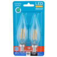 Simply Done  B10 60W LED Soft White Décor Clear Bulbs - 2 Count