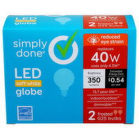 Simply Done  G25 40W LED Soft White Frosted Globe Bulbs - 2 Count