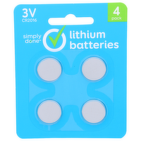 Simply Done 3v Cr2016 Lithium Batteries - 4 Count
