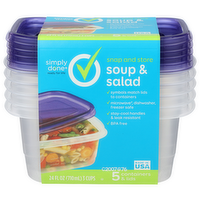 Simply Done Soup & Salad Containers & Lids - 4.8 Fluid Ounce - 5 Count