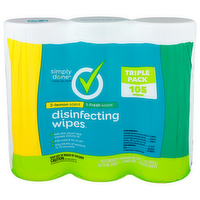 Simply Done 1-Fresh Scent 2-Lemon Disinfecting Wipes¹ Includes Weight Of Absorbent Wide - 7.7 Ounce - 3 Count