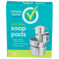 Simply Done Steel Wool Soap Pads - 10 Count
