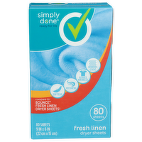 Simply Done Fresh Linen Dryer Sheets - 80 Count