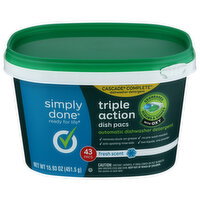 Simply Done Fresh Triple Action Automatic Dishwasher Detergent Dish Pacs - 0.37 Ounce - 43 Count