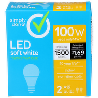 Simply Done Soft White A19 Bulbs - 2 Count