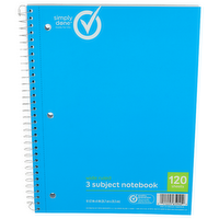 Simply Done Wide Ruled 3 Subject Notebook - 1 Each