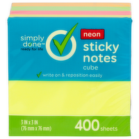 Simply Done Neon Sticky Notes Cube - 400 Count
