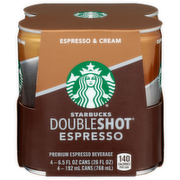 Starbucks Doubleshot Espresso Espresso & Cream Premium Beverage & Cream - 6.5 Fluid Ounce - 4 Count