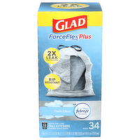 Glad Force Flex Plus Grips-The-Can Tall Kitchen Drawstring Bags - 34 Count