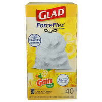 Glad Drawstring Bags, Tall Kitchen, Lemon Zest Scent - 40 Count