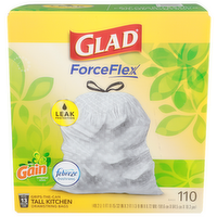 Glad ForceFlex Gain Original Scent Tall Kitchen Drawstring Bags - 110 Count