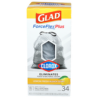 Clorox Lemon Fresh Bleach Scent Forceflex Plus Grips-The-Can Tall Kitchen Drawstring Bags - 34 Count