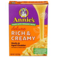Annie's Homegrown Creamy Deluxe Macaroni Dinner Shells & Real Aged Cheddar Sauce - 11 Ounce
