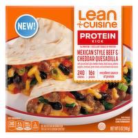 Lean Cuisine Protein Kick Mexican Style Beef And Cheddar Quesadilla, Quick Meals - 4.9 Ounce