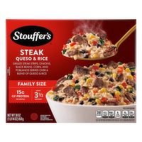 Stouffer's Steak Queso & Rice, Family Size, Frozen Dinner, Easy Dinners - 30 Ounce