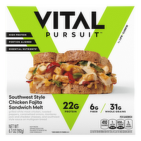 Vital Pursuit Southwest Style Chicken Fajita Sandwich Melt, High Protein Glp-1 Frozen Meal - 6.7 Ounce