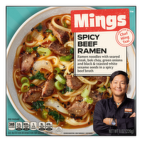 Mings Spicy Beef Ramen, Ramen Noodles, Broth, Frozen Asian Food - 8 Ounce