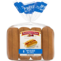Pepperidge Farm White Hot Dog Buns, Top Sliced, 8-Pack Bag - 14 Ounce