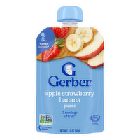 Gerber Stage 2 Baby Food, Apple Strawberry Banana Puree Pouch - 3.5 Ounce