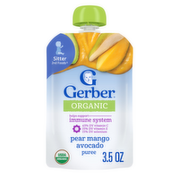Gerber Stage 2 Baby Food, Organic Pear Mango Avocado, Food Pouches, Puree - 3.5 Ounce