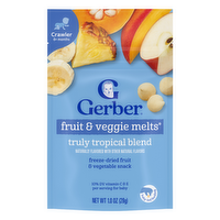 Gerber Snacks For Baby Fruit And Veggie Melts Snack, Truly Tropical Blend, Bag - 1 Ounce
