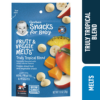 Gerber Snacks For Baby Fruit And Veggie Melts Snack, Truly Tropical Blend, Bag - 1 Ounce