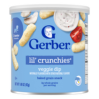 Gerber Stage 3 Baby Food Snacks, Veggie Dip Lil' Crunchies, Led Feeding - 1.48 Ounce