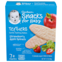 Gerber Snacks For Baby Strawberry Apple Spinach Gentle Teething Wafers - 0.142 Ounce - 12 Count
