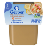 Gerber Stage 2 Baby Food, Apple Banana Mixed Cereal Puree Tubs - 8 Ounce