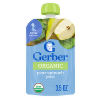 Gerber Stage 2 Baby Food, Organic Pear Spinach Puree Pouch - 3.5 Ounce