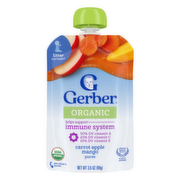 Gerber Stage 2 Baby Food, Organic Carrot Apple Mango, Food Pouches, Puree - 3.5 Ounce