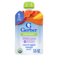 Gerber Stage 2 Baby Food, Organic Carrot Apple Mango, Food Pouches, Puree - 3.5 Ounce