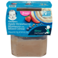 Gerber Apple Strawberry Blueberry With Mixed Cereal Sitter 2Nd Foods - 4 Ounce - 2 Count