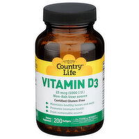 Country Life Softgel Vitamin D3 1000 I.U - 200 Count