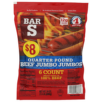BAR-S Jumbo Beef Franks - 4 Ounce - 6 Count