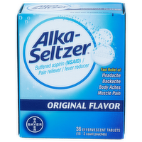 Alka-Seltzer Original Flavor Buffered Aspirin Nsaid Pain Reliever Fever Reducer - 36 Count