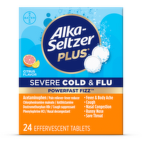 Alka-Seltzer Plus Cold & Flu, Severe, Citrus Flavor, Effervescent Tablets - 24 Each