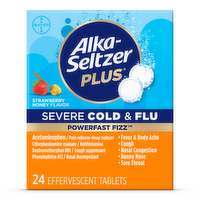 Alka-Seltzer Plus Strawberry Honey Powerfast Fizz Severe Cold & Flu Medicine Effervescent Tablet - 24 Count