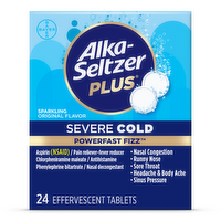 Alka-Seltzer Plus Original Flavored Powerfast Fizz Severe Cold Medicine Effervescent Tab - 24 Count