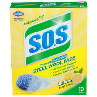 S.O.S Lemon Fresh Scent Reusable Soap Filled Steel Wool Pads - 10 Count