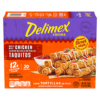 Delimex White Meat Chicken Taquitos Frozen Snacks, Box - 20 Ounce
