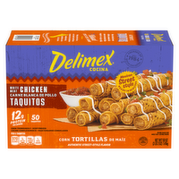 Delimex White Meat Chicken Taquitos Frozen Snacks, Box - 50 Ounce