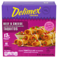 Delimex Beef & Cheese Taquitos Frozen Snacks, Box - 19.2 Ounce