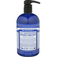 Dr. Bronner's Organic Pump Soap 4-In-1 Sugar Peppermint - 24 Fluid Ounce