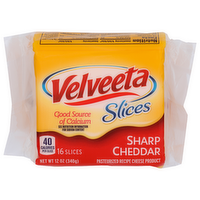 Velveeta Pasteurized Recipe Cheese Product Sharp Cheddar Slices - 0.75 Ounce - 16 Count