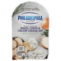 Philadelphia Chive & Onion Multigrain Bagel Chips & Cream Cheese Dip - 2.5 Ounce